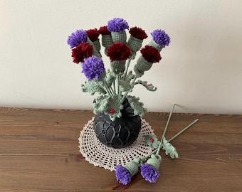 Handmade Thistle Flowers | Thistle Flowers for Home Decor | Set of 6