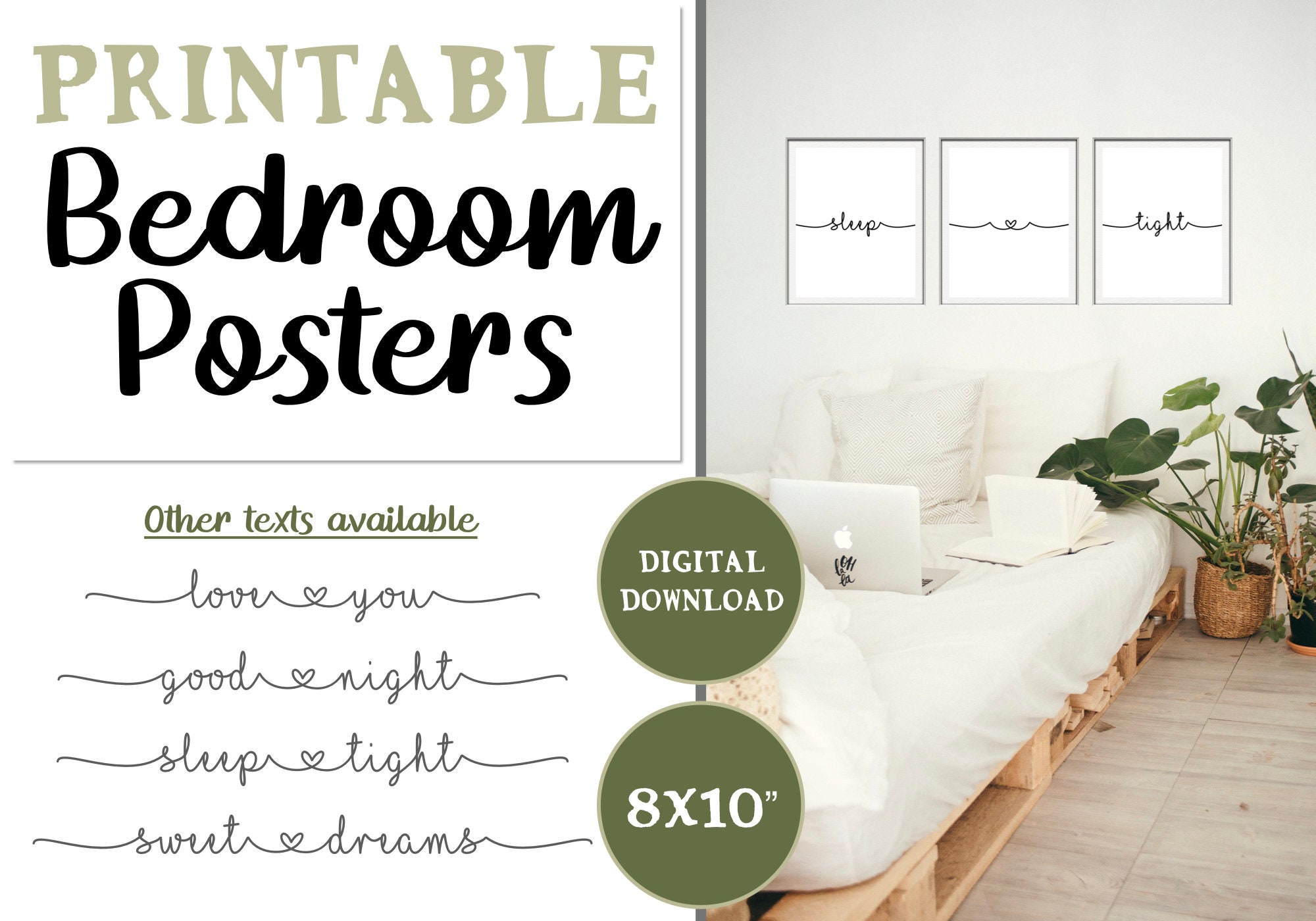 Printable Bedroom Quote Posters Sleep Tight 8x10 Etsy