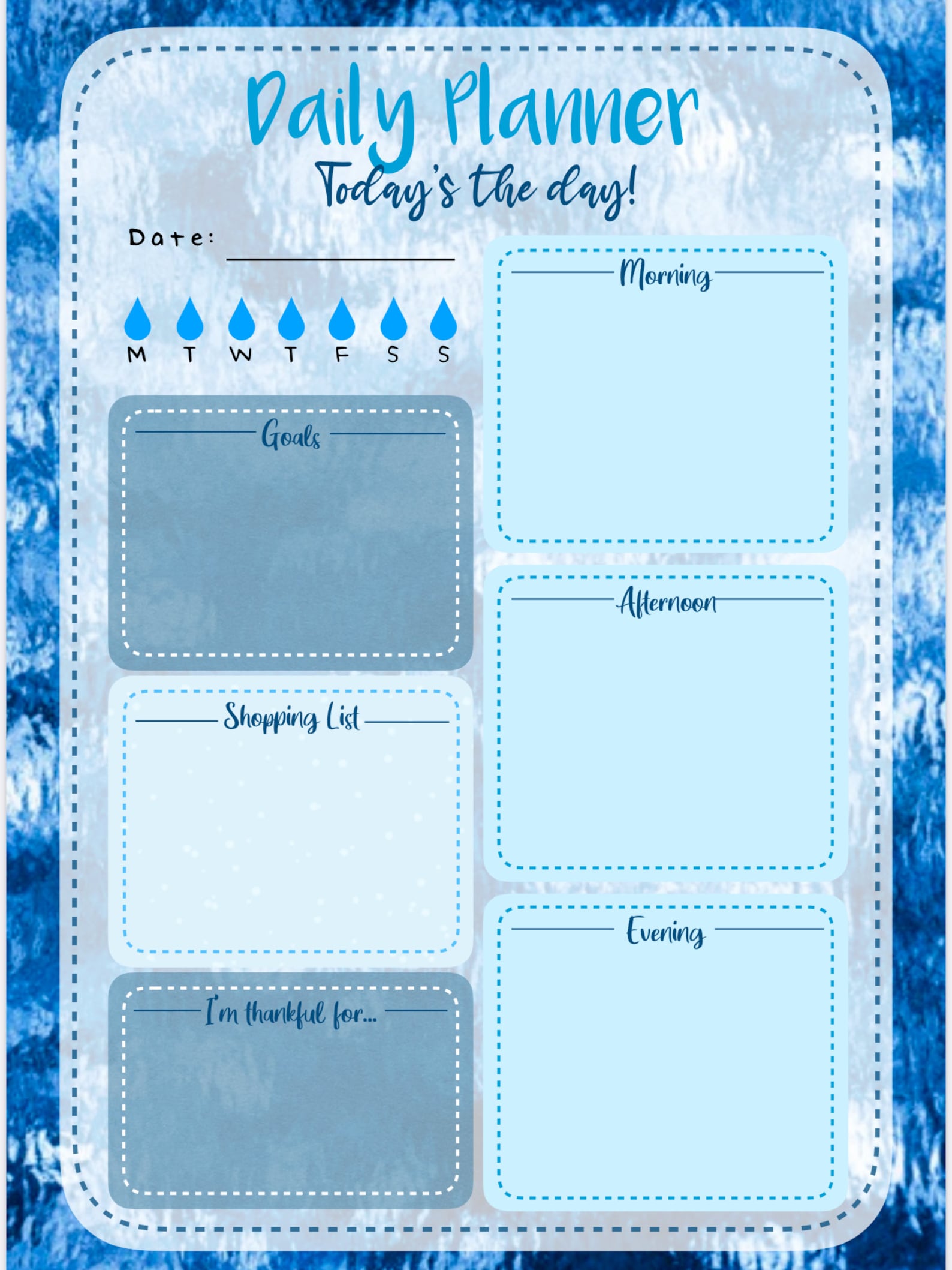 Blue Weekly and Daily Planner Digital Download Etsy