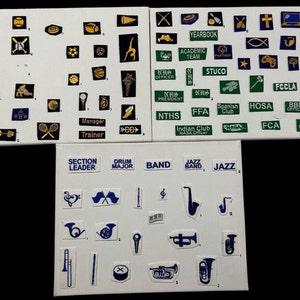 Inserciones suizas con letras universitarias de 1" - Deportes, clubes, bandas