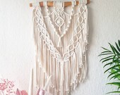 LARGE WISH:Macrame Wall hanging /medium wall hanging in natural,35cm driftwood. Approx length 57cm. Gifts for decor, birthdays, Christmas.