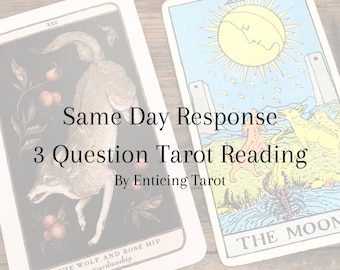 3 Question Tarot Reading -  Detailed Answers To Your Questions! Fast Same Day Delivery