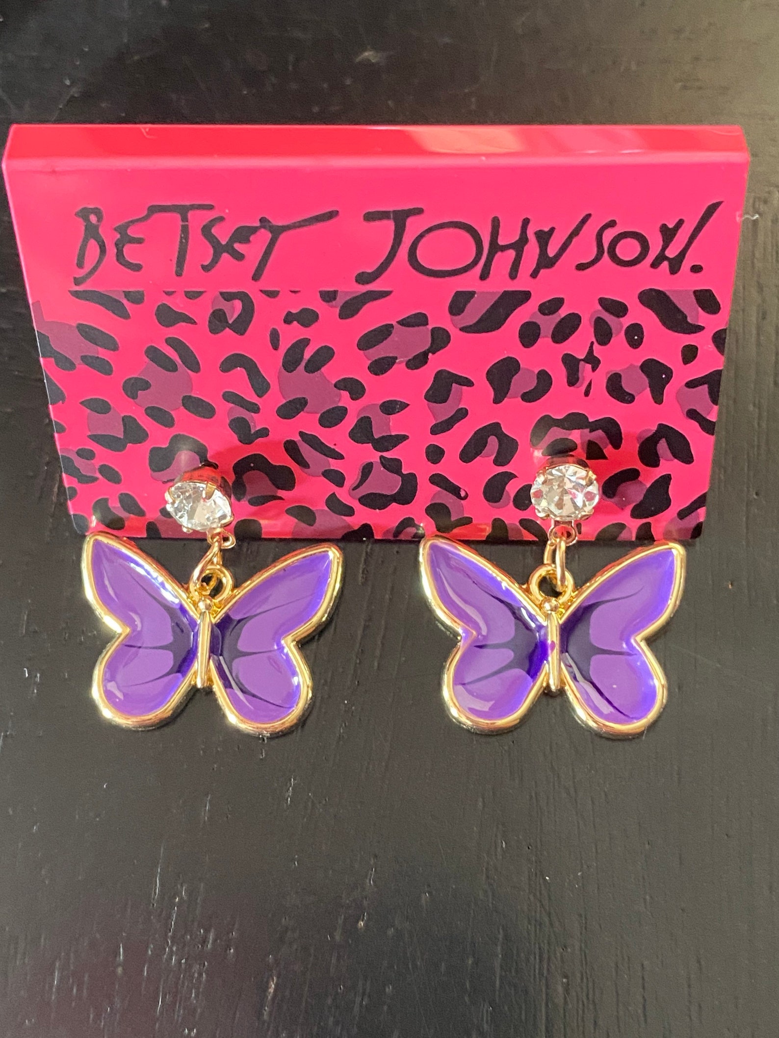 Betsey Johnson Purple Butterfly Earrings Etsy