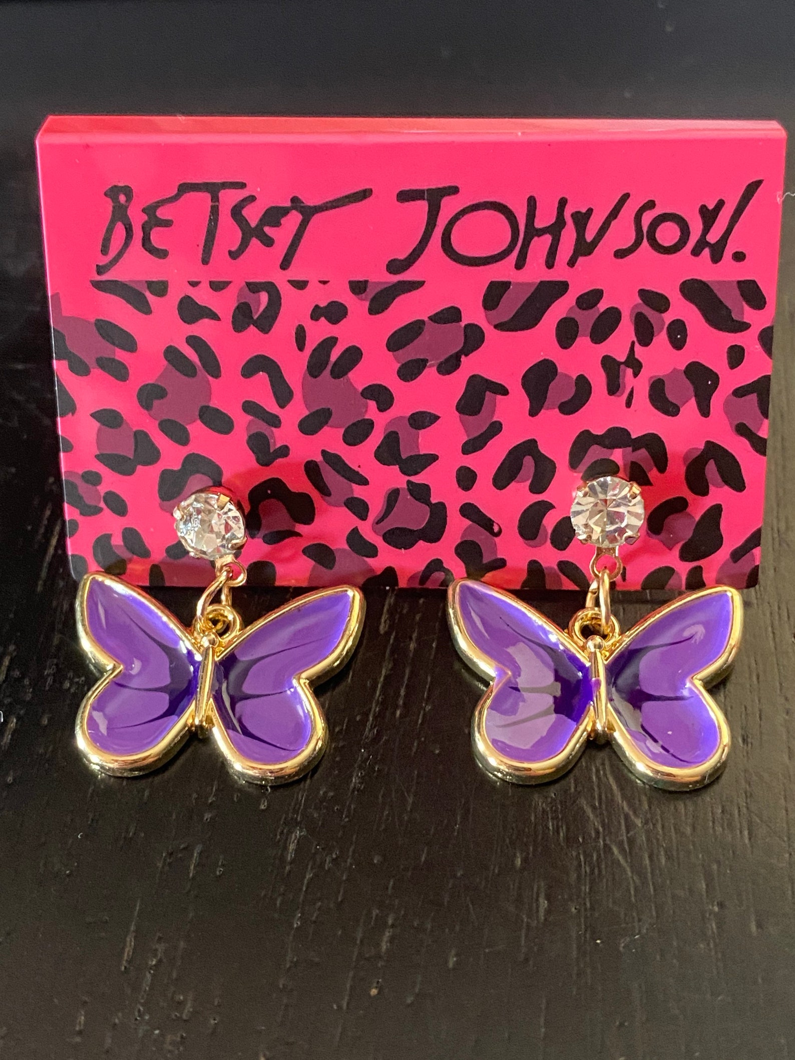 Betsey Johnson Purple Butterfly Earrings Etsy
