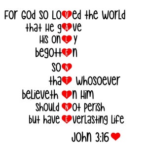 John 3:16 digital file | PNG and SVG included | For God So Loved The World digital download | Bible verse