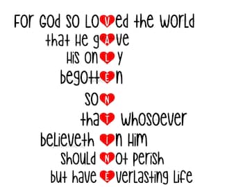 Jean 3:16 fichier numérique | PNG et SVG inclus | Pour God So Loved The World téléchargement numérique | Verset biblique