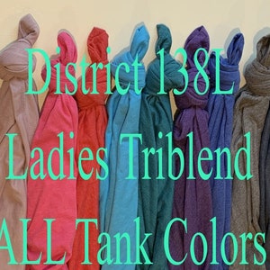 District Tanks Color Chart, DM138L, District 138L Color Chart, District Racerback Color Chart, Tri-blend Color Chart, Please watermark
