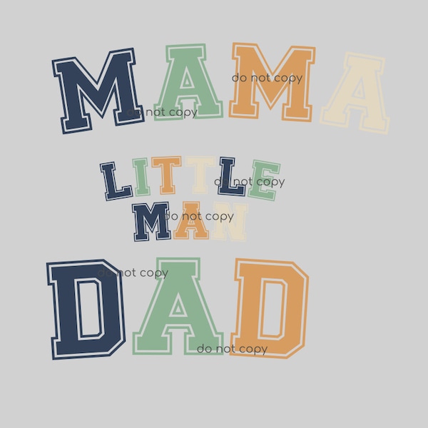 Mama Dad Little Man Varsity BOHO | Family BOHO | SVG digital files | 3 files total