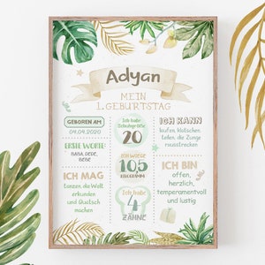 Tableau d'anniversaire 1er anniversaire, jungle, sauvage, affiche d'anniversaire, bébé, safari, premier anniversaire, personnalisé