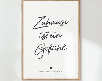 Poster Zuhause mit Namen personalisiert • Familienposter mit Namen • Geschenk zum Einzug, Hausbau