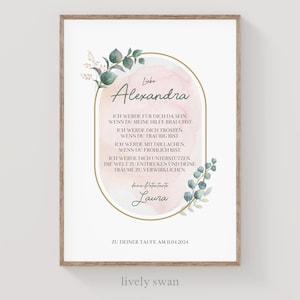 Carta de padrino - Eucalipto - personalizada - ahijado - certificado de padrino - padrino - madrina