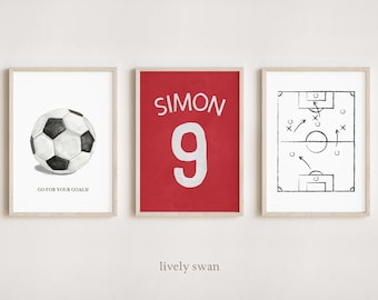 Set of 3 Football Posters | Football Posters for Kids | Personalized | Posters | Football | Children | Digital PDF/A4/A3/30 x 40 cm | #777