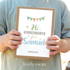 20 carte di affermazione personalizzate per bambini, inclusa la scatola, carte incoraggianti per bambini, regalo di iscrizione a scuola, regalo di compleanno n. 110