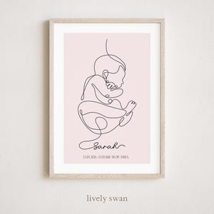 Cartel de nacimiento, bebé, carta natal, cartel de fechas de nacimiento arte de una línea, anuncio de nacimiento, regalo de nacimiento, anuncio de nacimiento boceto de bebé