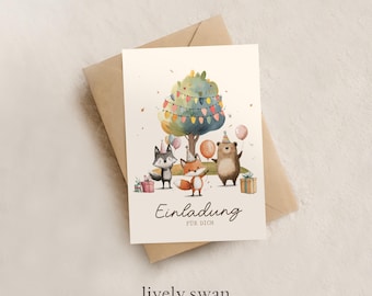 12 Biglietti D'Invito Per Festa Di Compleanno Bambini Con Tema Cartoon – 12 Buste E 12 Adesivi Inclusi – Formato 15x11 Cm – Neon