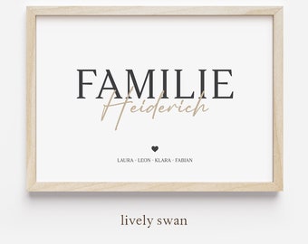 Poster Zuhause mit Namen personalisiert • Familienposter mit Namen • Geschenk zum Einzug, Hausbau