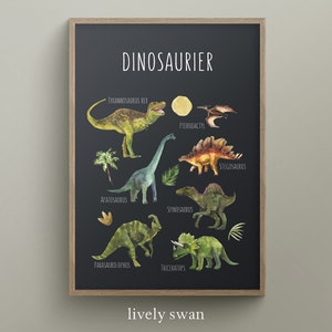 Dinosaur Poster Sala de niños, decoración de la habitación de los niños, mural de la habitación de los niños, Dinos #100