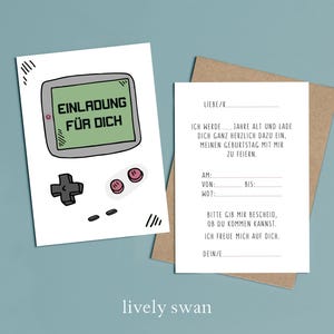 Einladungskarten Kindergeburtstag-Gamer-Einladung für Kinder-Kindergeburtstag-DIN A6-Naturpapier