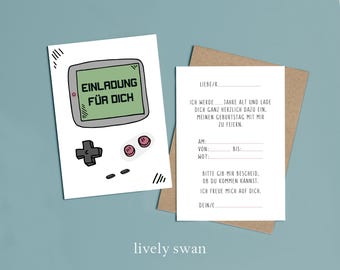 Invitation cards children's birthday-gamer-invitation for children-children's birthday-DIN A6-natural paper