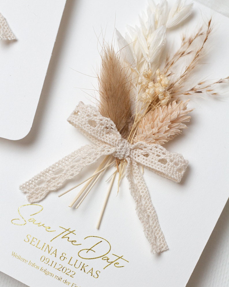 Cartes de fleurs séchées personnalisées, personnalisées, faites à la main, carte de vœux personnalisée, propre carte texte, mini bouquet de fleurs sèches image 2