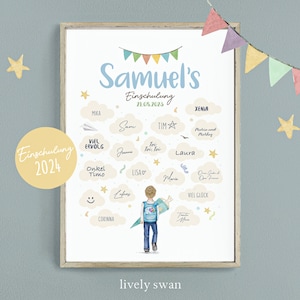 Regalo personalizado para el inicio de clases, cartel de invitados para escolares, fiesta de inscripción escolar, niña y niño #110