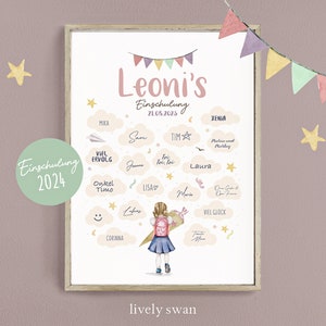 Regalo personalizado para el inicio de clases, cartel de invitados para escolares, fiesta de inscripción escolar, niña y niño #110