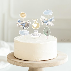 Cake topper per compleanni bambini da realizzare da soli, safari, aeroplani, pilota, cake topper, decorazione torta, fai da te