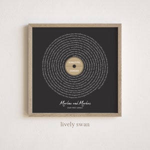 Póster canción favorita personalizada con nombre • disco • regalo de aniversario de boda