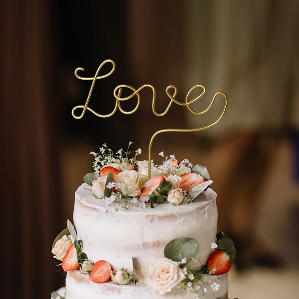 Wire Cake Topper Filo per torta fatto a mano Lettering Cake Topper Cake Topper Wedding Love