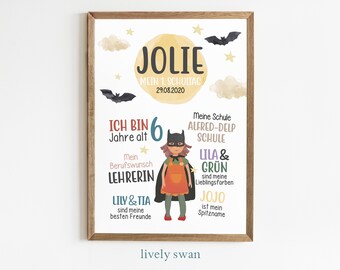 Milestone board for school enrollment, superhero, rainbow, school enrollment poster, milestone poster, first day of school