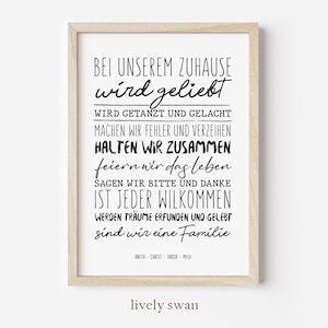 Poster Home personalized with name • Family poster with name • Gift for housewarming, house building