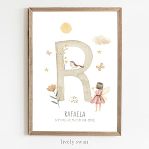 Cartel de nacimiento Feeh, animales del bosque, niñas, carta natal, cartel de fechas de nacimiento, anuncio de nacimiento, regalo de nacimiento personalizado, anuncio de nacimiento Feeh