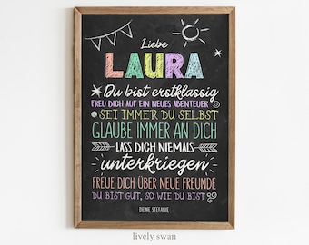 Regalo personalizado para el inicio del cole, cartel con refranes para escolares que empiezan el cole, ánimo, niñas y niños #114