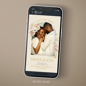 Save the Date Karte Digital mit BildHochzeitseinladung ecard, Einladung, Boho, Trockenblumen