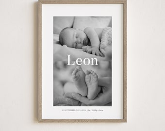Birth poster, photo poster, birth chart, birth data poster, birth announcement, personalized birth gift, birth announcement