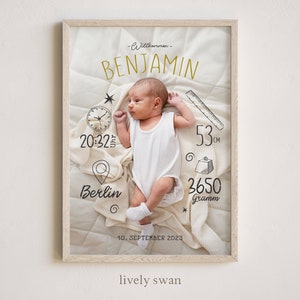 Cartel de nacimiento, cartel de fotos, carta natal, cartel de datos de nacimiento, anuncio de nacimiento, regalo de nacimiento personalizado, anuncio de nacimiento