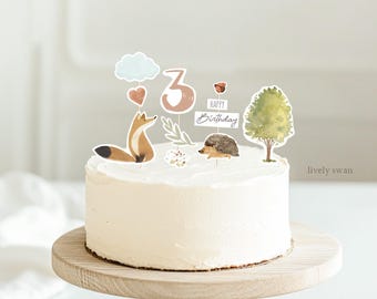 Taarttopper voor kinderverjaardagen om zelf te maken, bosdieren, vos, bos, taarttopper taartdecoratie, DIY