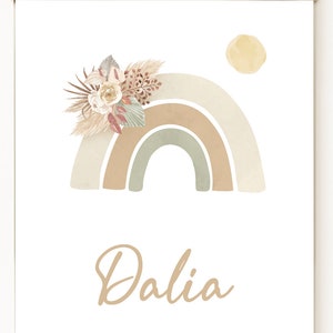 Cartel de nacimiento, carta natal, cartel de fechas de nacimiento, anuncio de nacimiento, regalo personalizado nacimiento, anuncio de nacimiento, boho, pampa, flores secas imagen 2
