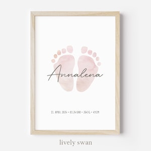 Huella de cartel de nacimiento, cartel de bebé personalizado, regalo de nacimiento, carta natal, cartel de datos de nacimiento, regalo de nacimiento personalizado