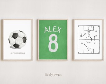 Set of 3 posters footballers | Football posters for children | personalized | Poster | Football | Children | Digital PDF/A4/A3/30 x 40 cm | #777
