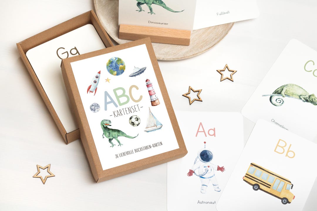 ABC Cards With Letter Cards, Natural Paper, Alphabet Learning Cards ...
