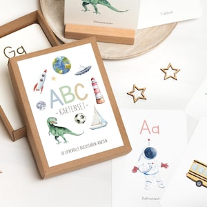 Tarjetas ABC con letras, papel natural, tarjetas de aprendizaje del alfabeto con caja, juego de tarjetas ABC, tarjetas con letras n.° 110