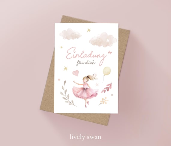 Cartes D'invitation Anniversaire Enfant Fille Ballerine Invitation