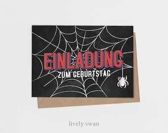 Invitation cards children's birthday-spider-invitation for children-children's birthday-DIN A6-natural paper