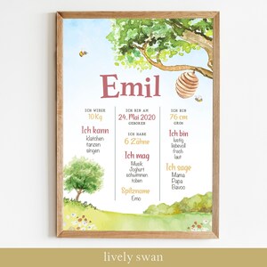 Milestone Chart 1e verjaardag bloemen natuur kwekerij gepersonaliseerde eerste verjaardag cadeau poster bosdieren honing