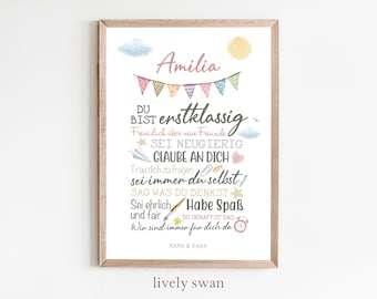 Regalo personalizado para la vuelta al cole, póster con frases para escolares que empiezan el cole, deseos, ánimo, para niñas y niños #104