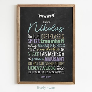 Regalo personalizzato per l'inizio della scuola, poster con frasi per bambini in età scolare, incoraggiamento, bambina e bambino #114