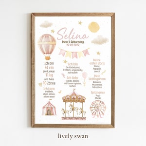 Milestone Board Birthday Carousel Faire Regalo de primer cumpleaños personalizado Póster