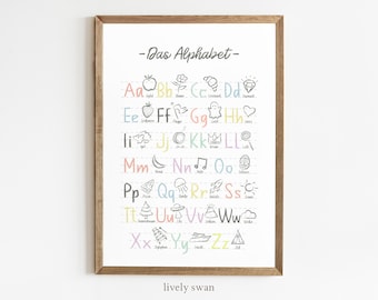 Gift for the start of school, ABC poster, the alphabet, gift for schoolchildren starting school, girl & boy #114