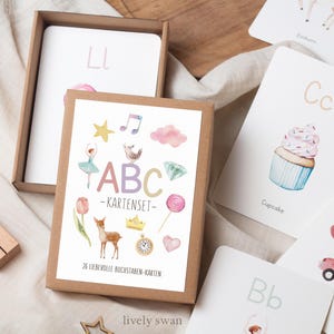 Tarjetas ABC con letras, papel natural, tarjetas de aprendizaje del alfabeto con caja, juego de tarjetas ABC, tarjetas con letras n.° 110